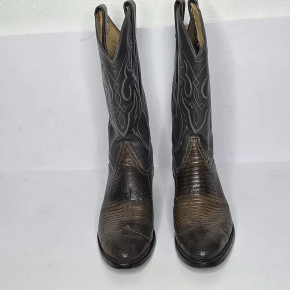 Tony Lama Nacogdoches Teju Lizard Round Toe Western Boots Men's Size 9.5 - Picture 4 of 10
